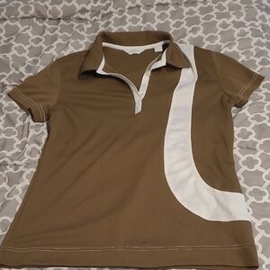 Stylish Brown and White Women's Polo Top